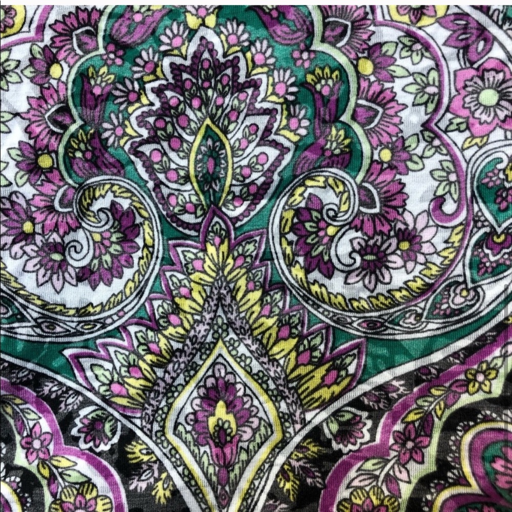 🍀4/$10 INC Colorful Mandala Pattern Ruched Tee - Picture 6 of 8